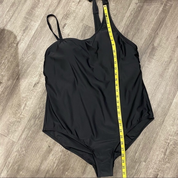 Merona Black One Shoulder Tie One Piece Swimsuit - Picture 8 of 8